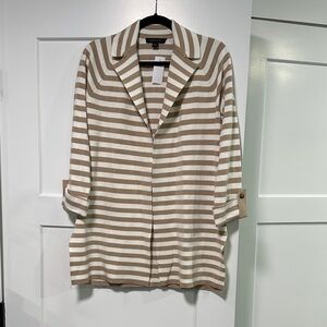 Ann Taylor Striped Beige and White Blazer
